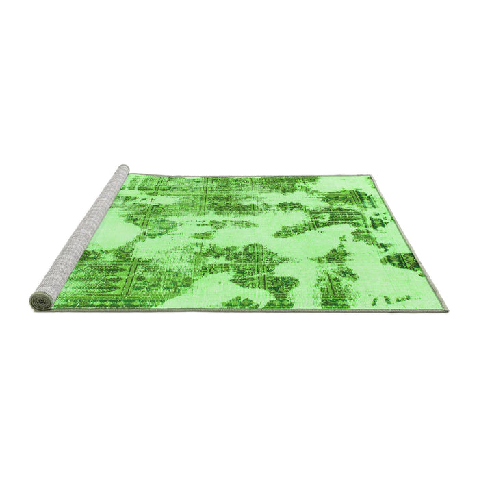 Sideview of Machine Washable Abstract Green Modern Area Rugs, wshabs1109grn