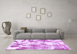 Machine Washable Abstract Purple Modern Area Rugs in a Living Room, wshabs1109pur