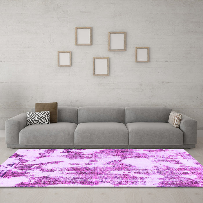 Machine Washable Abstract Purple Modern Area Rugs in a Living Room, wshabs1109pur