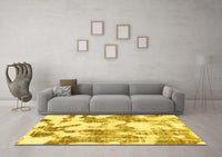 Machine Washable Abstract Yellow Modern Rug, wshabs1109yw