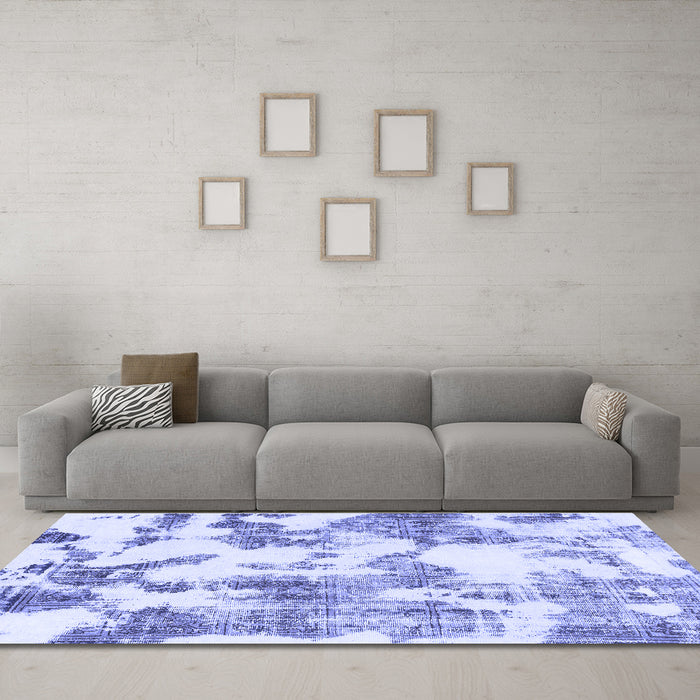 Machine Washable Abstract Blue Modern Rug in a Living Room, wshabs1109blu