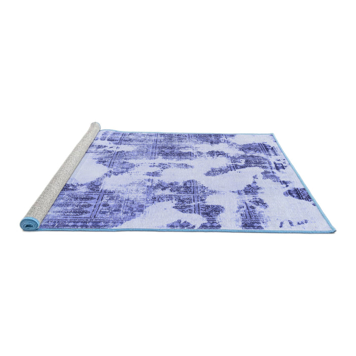 Sideview of Machine Washable Abstract Blue Modern Rug, wshabs1109blu