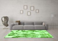 Machine Washable Abstract Green Modern Rug, wshabs1109grn