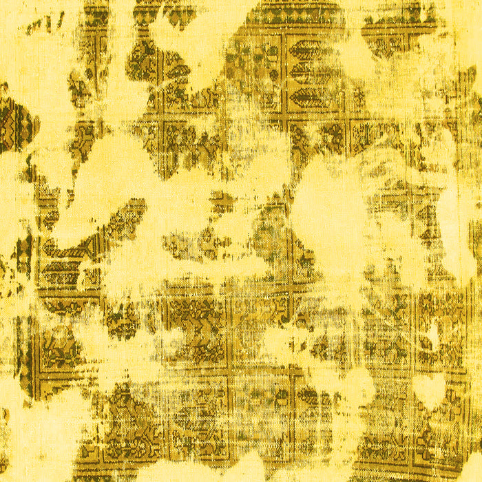 Square Machine Washable Abstract Yellow Modern Rug, wshabs1109yw