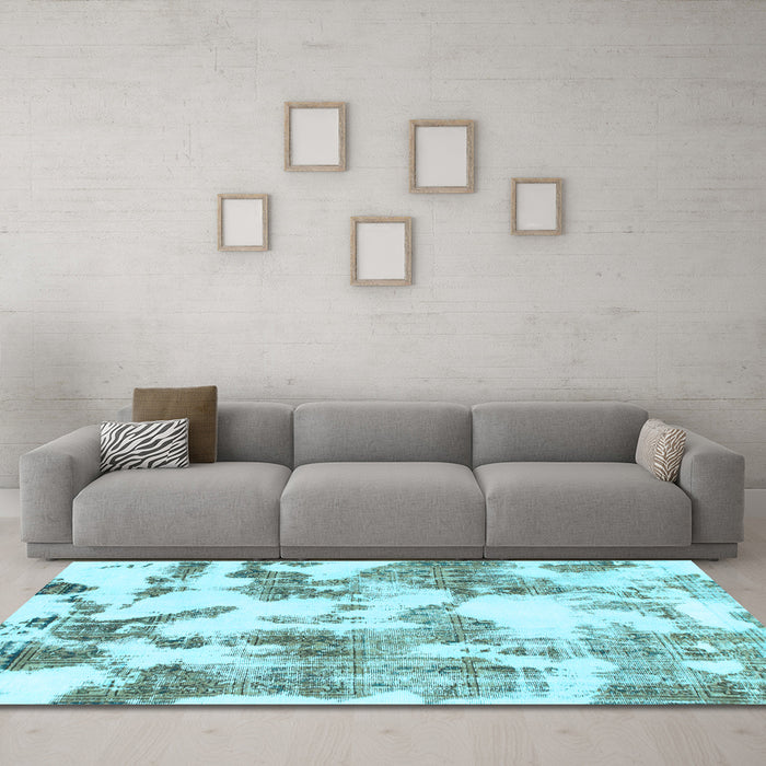 Machine Washable Abstract Light Blue Modern Rug in a Living Room, wshabs1109lblu