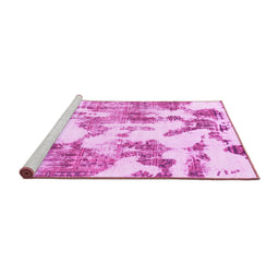 Sideview of Machine Washable Abstract Pink Modern Rug, wshabs1109pnk