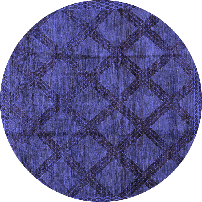 Round Machine Washable Abstract Blue Modern Rug, wshabs110blu