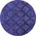 Round Machine Washable Abstract Blue Modern Rug, wshabs110blu