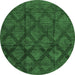 Round Abstract Emerald Green Modern Rug, abs110emgrn