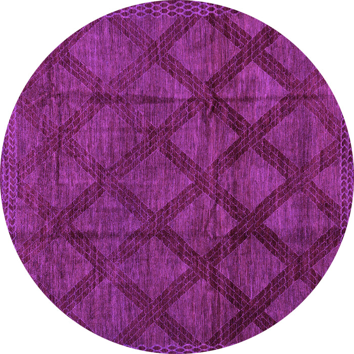 Round Abstract Purple Modern Rug, abs110pur