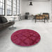 Round Machine Washable Abstract Raspberry Red Rug in a Office, wshabs110