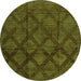 Round Machine Washable Abstract Green Modern Area Rugs, wshabs110grn