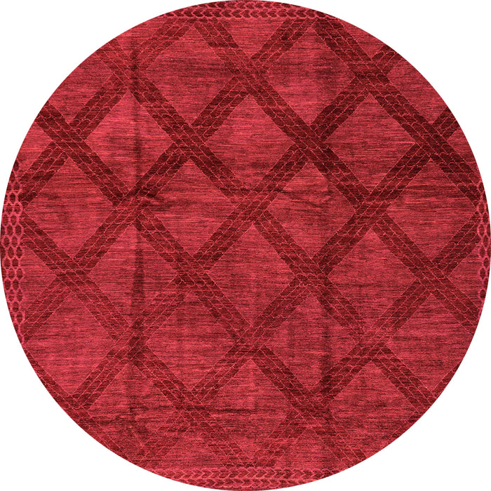 Round Machine Washable Abstract Orange Modern Area Rugs, wshabs110org