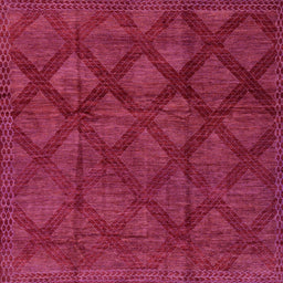 Square Machine Washable Abstract Raspberry Red Rug, wshabs110
