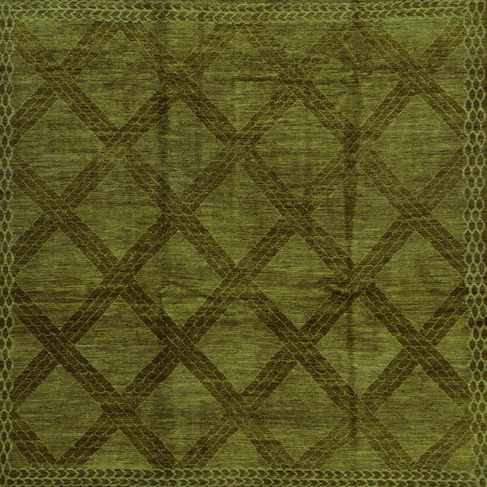 Square Machine Washable Abstract Green Modern Area Rugs, wshabs110grn