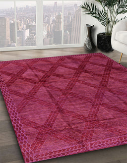 Machine Washable Abstract Raspberry Red Rug in a Family Room, wshabs110