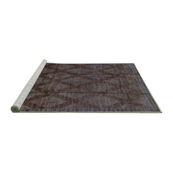 Sideview of Machine Washable Abstract Turquoise Modern Area Rugs, wshabs110turq