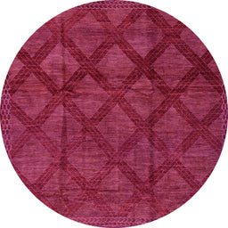 Round Machine Washable Abstract Raspberry Red Rug, wshabs110