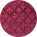 Round Machine Washable Abstract Raspberry Red Rug, wshabs110