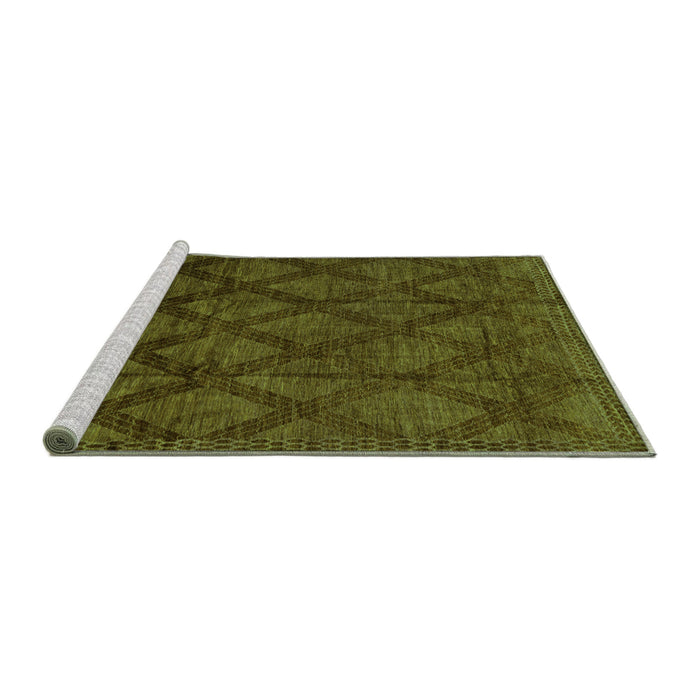 Sideview of Machine Washable Abstract Green Modern Area Rugs, wshabs110grn