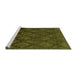 Sideview of Machine Washable Abstract Green Modern Area Rugs, wshabs110grn