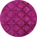 Round Machine Washable Abstract Pink Modern Rug, wshabs110pnk