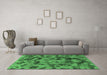 Machine Washable Abstract Emerald Green Modern Area Rugs in a Living Room,, wshabs1110emgrn