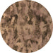 Round Abstract Brown Modern Rug, abs1110brn