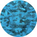 Round Abstract Light Blue Modern Rug, abs1110lblu