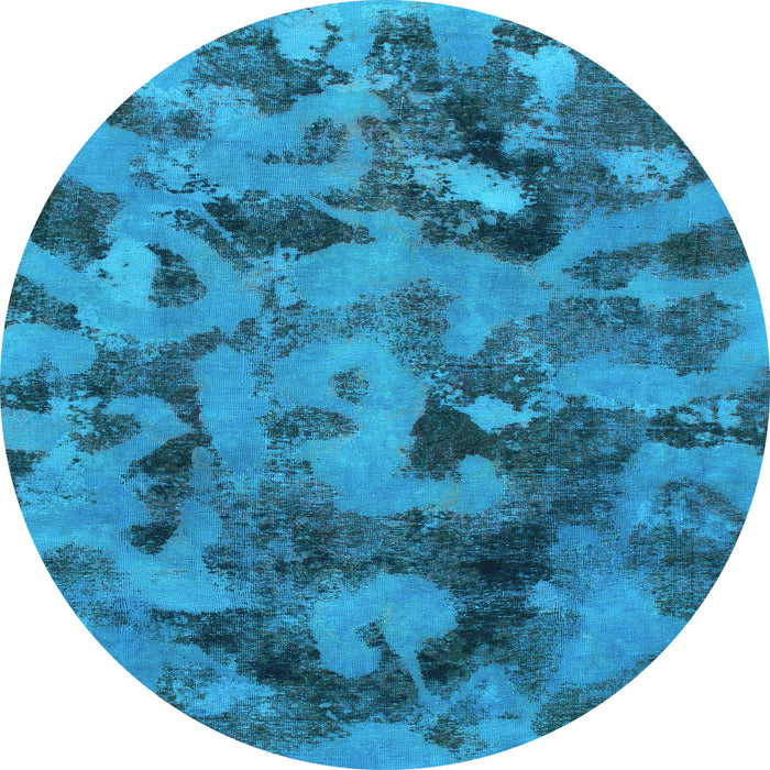 Round Machine Washable Abstract Light Blue Modern Rug, wshabs1110lblu