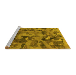 Sideview of Machine Washable Abstract Yellow Modern Rug, wshabs1110yw