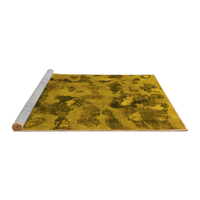 Sideview of Machine Washable Abstract Yellow Modern Rug, wshabs1110yw