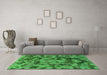 Machine Washable Abstract Green Modern Area Rugs in a Living Room,, wshabs1110grn