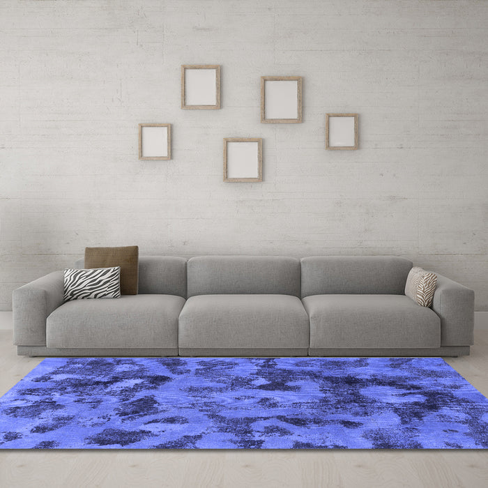 Machine Washable Abstract Blue Modern Rug in a Living Room, wshabs1110blu
