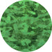 Round Machine Washable Abstract Green Modern Area Rugs, wshabs1110grn