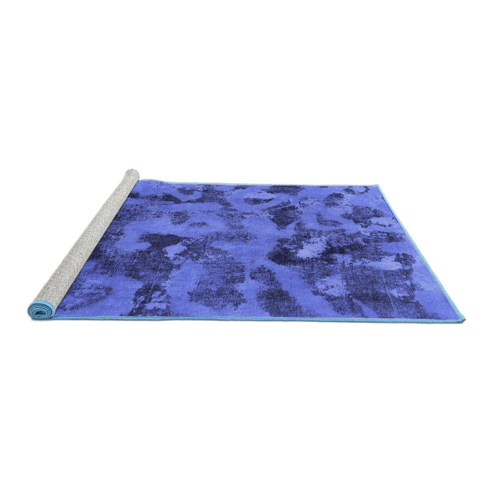 Sideview of Machine Washable Abstract Blue Modern Rug, wshabs1110blu