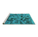 Sideview of Machine Washable Abstract Turquoise Modern Area Rugs, wshabs1110turq