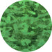 Round Abstract Green Modern Rug, abs1110grn