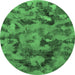 Round Abstract Emerald Green Modern Rug, abs1110emgrn