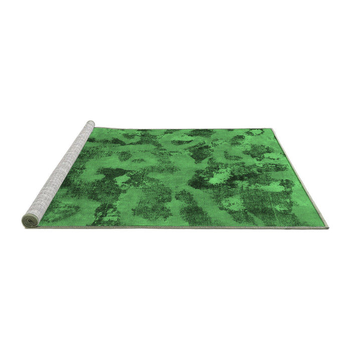 Sideview of Machine Washable Abstract Emerald Green Modern Area Rugs, wshabs1110emgrn