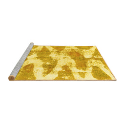 Sideview of Machine Washable Abstract Yellow Modern Rug, wshabs1111yw