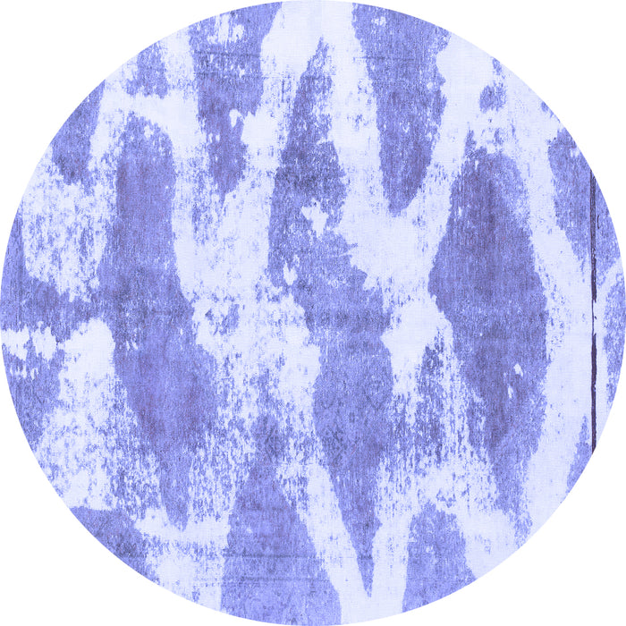 Round Machine Washable Abstract Blue Modern Rug, wshabs1111blu