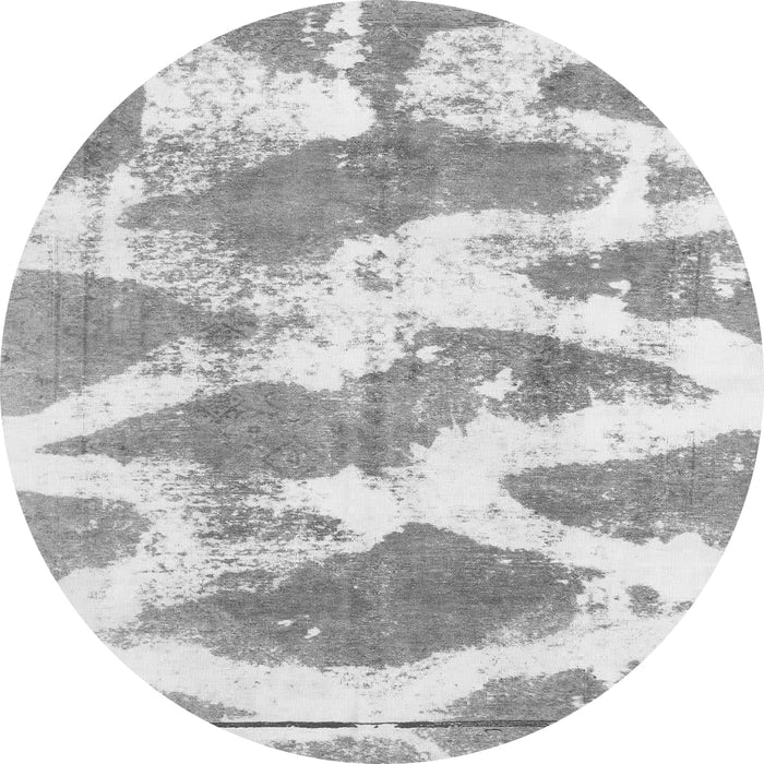 Round Machine Washable Abstract Gray Modern Rug, wshabs1111gry