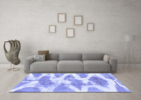 Machine Washable Abstract Blue Modern Rug, wshabs1111blu