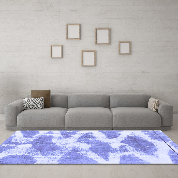 Machine Washable Abstract Blue Modern Rug in a Living Room, wshabs1111blu