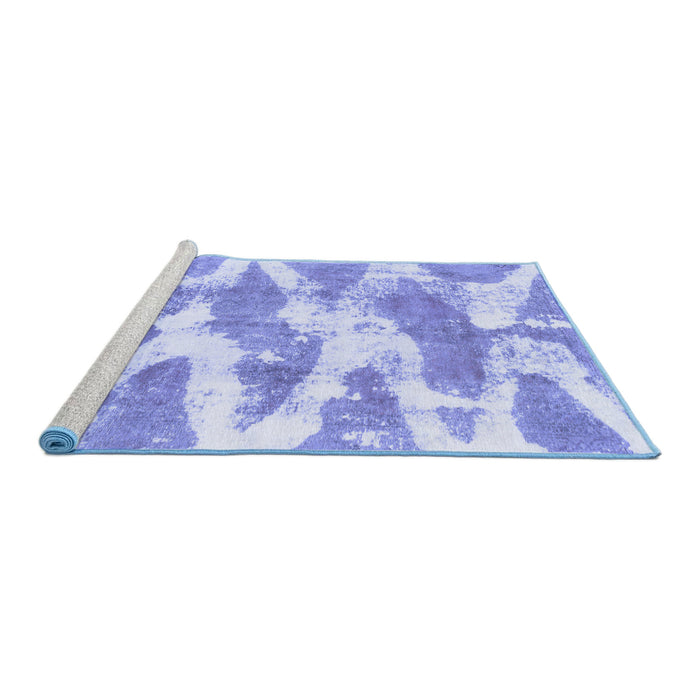 Sideview of Machine Washable Abstract Blue Modern Rug, wshabs1111blu