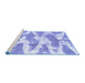 Sideview of Machine Washable Abstract Blue Modern Rug, wshabs1111blu