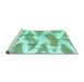 Sideview of Machine Washable Abstract Turquoise Modern Area Rugs, wshabs1111turq