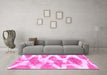 Machine Washable Abstract Pink Modern Rug in a Living Room, wshabs1111pnk