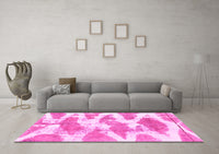 Machine Washable Abstract Pink Modern Rug, wshabs1111pnk